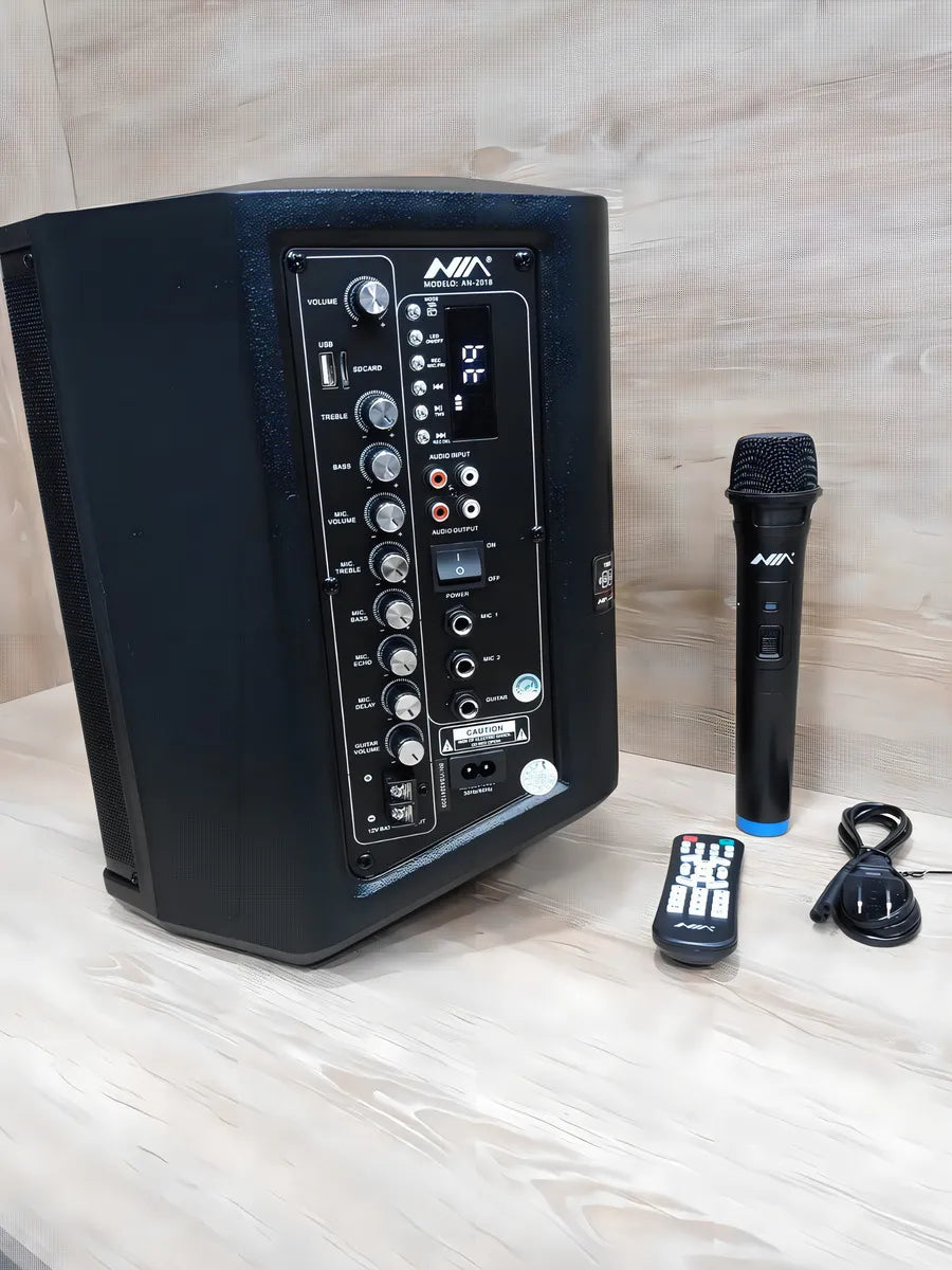 Parlante Woofer 8" NIA AN-2018 con Micrófono Inalámbrico