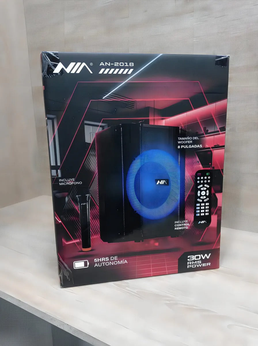 Parlante Woofer 8" NIA AN-2018 con Micrófono Inalámbrico
